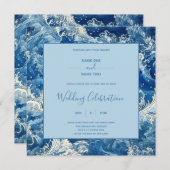 Blaue Meereswellen Sommerstrand Einladung (Vorne/Hinten)