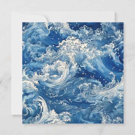 Blaue Meereswellen Sommerstrand Einladung (Rückseite)