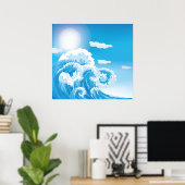 Blaue Meereswellen Sonderposter Poster (Heimbüro)