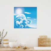 Blaue Meereswellen Sonderposter Poster (Küche)