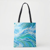 Blaue Meereswellen Tasche (Vorderseite)