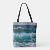 Blaue Meereswellen Tasche (Rückseite)
