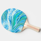 Blaue Meereswellen Tischtennis Schläger (Seitenansicht)