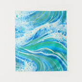 Blaue Meereswellen Wandteppich (Vorderseite)