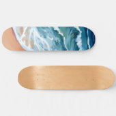 Blaue Meereswellen Wasserfarbe Skateboard (Horizontal)