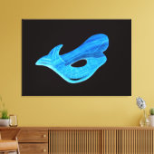 blaue Meerjungfrau auf schwarz umhüllten Leinwand (Insitu (Wohnzimmer))