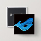 blaue Meerjungfrau auf schwarzem Knopf Button (Vorne & Hinten)