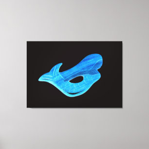 blaue Meerjungfrau auf schwarzer Leinwand