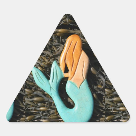 Blaue Meerjungfrau-Aufkleber Dreieckiger Aufkleber (Vorderseite)