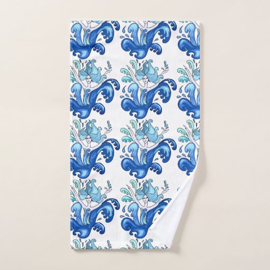Blaue Meerjungfrau Badewanne Handtuch Set (Handtuch)