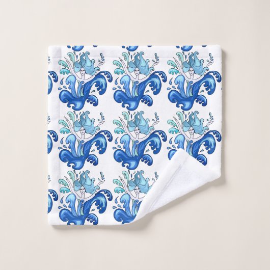 Blaue Meerjungfrau Badewanne Handtuch Set (Waschlappen)