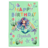 Blaue Meerjungfrau-Geschenktasche in Grün Mittlere Geschenktüte (Vorderseite)