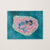 Blaue Meerjungfrau in rosa Muschel Puzzle (Horizontal)