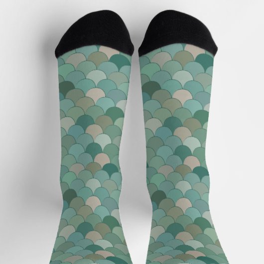 Blaue Meerjungfrau Merman Fish Scales Muster Socken (Oben)