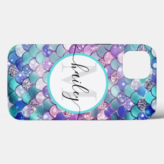 Blaue Meerjungfrau mit Glitzer Case Mate i (Rückseite (Horizontal))