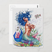 Blaue Meerjungfrau Postkarte (Vorne/Hinten)