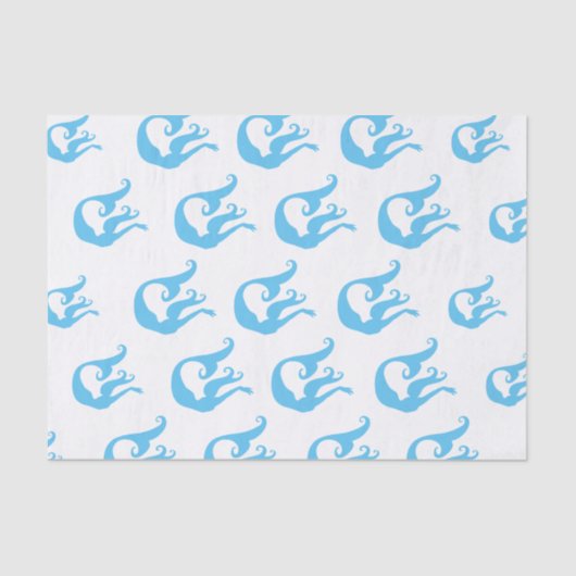 Blaue Meerjungfrau-Silhouette Seidenpapier (Vorderseite)