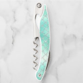 Blaue Meerjungfrau Skala Hübsch Iridescent Kellnermesser (Vorderseite)