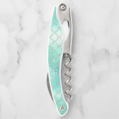 Blaue Meerjungfrau Skala Hübsch Iridescent Kellnermesser (Rückseite)