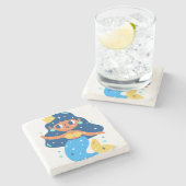 Blaue Meerjungfrau Steinuntersetzer (Seitenansicht)