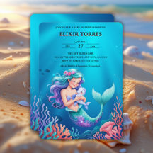 Blaue Meerjungfrau unter der Sea Baby-Dusche