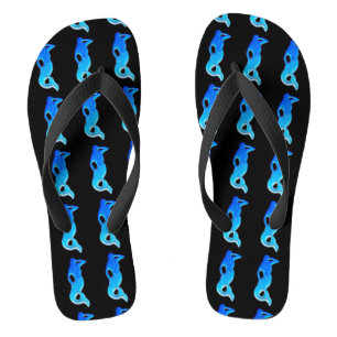 blaue Meerjungfrauen auf Schwarzem Badesandalen