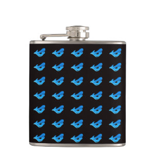 blaue Meerjungfrauen auf schwarzer Flasche Flachmann