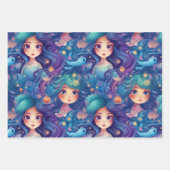 Blaue Meerjungfrauen Geschenkpapier Set (Vorderseite 3)