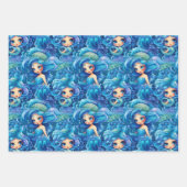 Blaue Meerjungfrauen Geschenkpapier Set (Vorderseite 2)