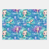 Blaue Meerjungfrauen Geschenkpapier Set (Vorderseite)