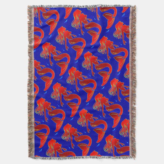 Blaue Meerjungfrauen mit rotem Button Decke (Vorderseite Vertikal)