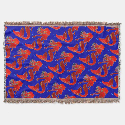 Blaue Meerjungfrauen mit rotem Button Decke (Vorderseite)