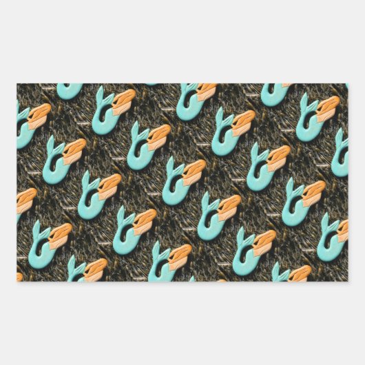 Blaue Meerjungfrauensticker Rechteckiger Aufkleber (Vorderseite)