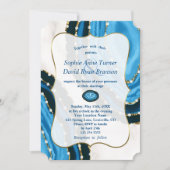 Blaue Meerwasserfarbe Perlen Hochzeit Einladung (Vorderseite)