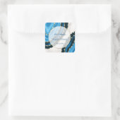 Blaue Meerwasserfarbe Perlen Hochzeit Quadratischer Aufkleber (Tasche)