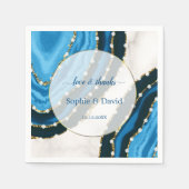 Blaue Meerwasserfarbe Perlen Hochzeit Serviette (Vorderseite)