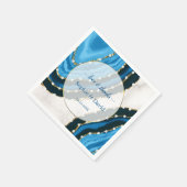 Blaue Meerwasserfarbe Perlen Hochzeit Serviette (Ecke)