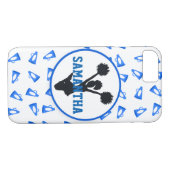 Blaue Megaphone und Cheerleader personalisiert Case-Mate iPhone Hülle (Rückseite (Horizontal))