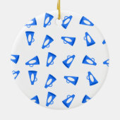 Blaue Megaphone und Cheerleader personalisiert Keramikornament (Hinten)