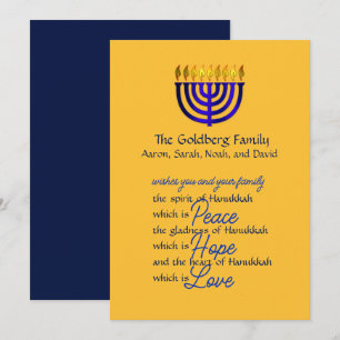 Blaue Menora Hanukkah-Karte Feiertagskarte