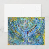 Blaue Menora-Postkarte Postkarte (Vorne/Hinten)