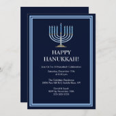 Blaue Menorah Chanukka Feier-Einladung Einladung (Vorne/Hinten)