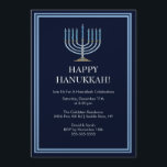 Blaue Menorah Chanukka Feier-Einladung Einladung<br><div class="desc">Gründen Sie Ihr Feiertags-Party weg vom Recht mit unserer eleganten blauen Menorah Chanukka Feier-Party Einladung. Vergewissern Sie sich, dass alle Ihre Freunde und Familienmitglieder dort sind, mit Ihnen zu feiern diese Ferienzeit! Chanukka ist eine Lieblingszeit des Jahres für die meisten, ist sicher, von geliebten bei der Herstellung der Erinnerungen umgeben...</div>
