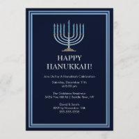 Blaue Menorah Chanukka Feier-Einladung