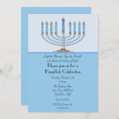 Blaue Menorah Chanukka Feier-Einladung Einladung (Vorne/Hinten)