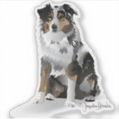 Blaue Merle Aussie Custom-Cut Vinyl Aufkleber (Vorderseite)