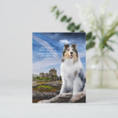 Blaue Merle Collie, Eilean Donan und Schottische F Postkarte (Stehend Vorderseite)