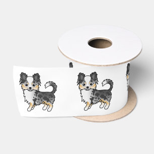 Blaue Merle Langhaar Chihuahua Süßer Cartoon-Hund Satinband