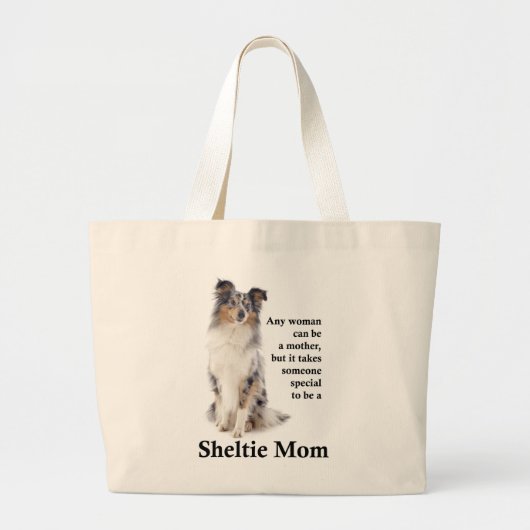 Blaue Merle Sheltie Mama-Tasche Jumbo Stoffbeutel (Vorne)