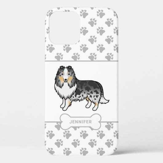 Blaue Merle-Sheltie mit Paws, Dose-Knochen und Nam Case-Mate iPhone Hülle (Rückseite)